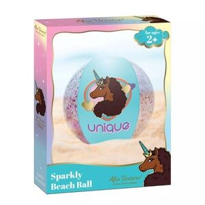 Afro Unicorn Glitter Inflatable Beach Ball Unique Magical, and Divine Beach Ball
